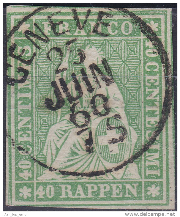 Heimat GE GENEVE 1860-06-25 Voll-Stempel Auf 40Rp.Strubel Berührt Zu#26G - Used Stamps