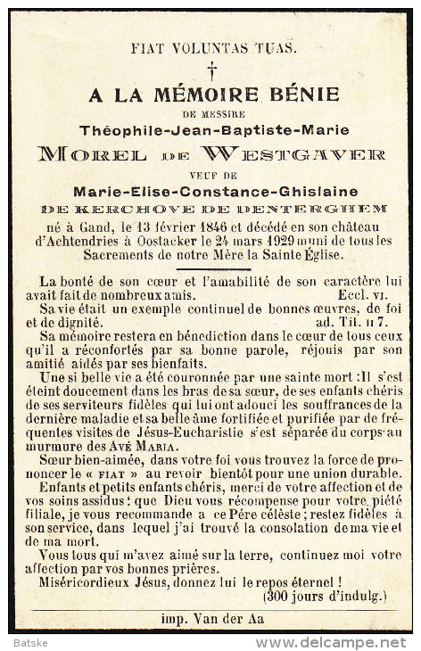 204) Adel - GAND 1846-1929 - MESSIRE MOREL De WESTGAVER Théophile ... - Devotion Images