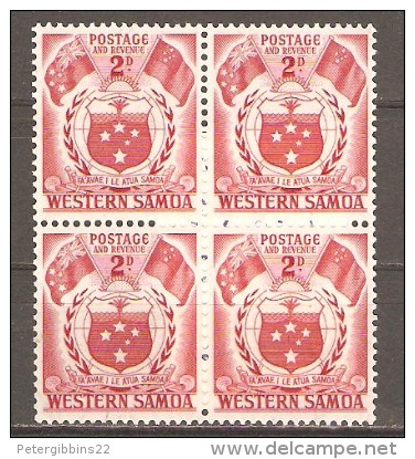 Samoa 1952 SG 221 Block Of Four Unmounted Mint - Samoa