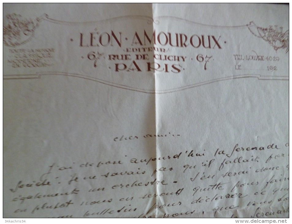 Lettre à En Tête Et LAS Autographe De Léon Amouroux  Editeur. Paris 192? - Autogramme