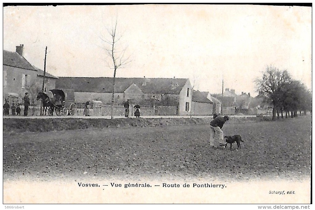 CARTE POSTALE ORIGINALE ANCIENNE : VOSVES ; ROUTE DE PONTHIERRY ; ATTELAGE CHEVAL ; ANIMEE ; EURE ET LOIR (28) - Autres & Non Classés