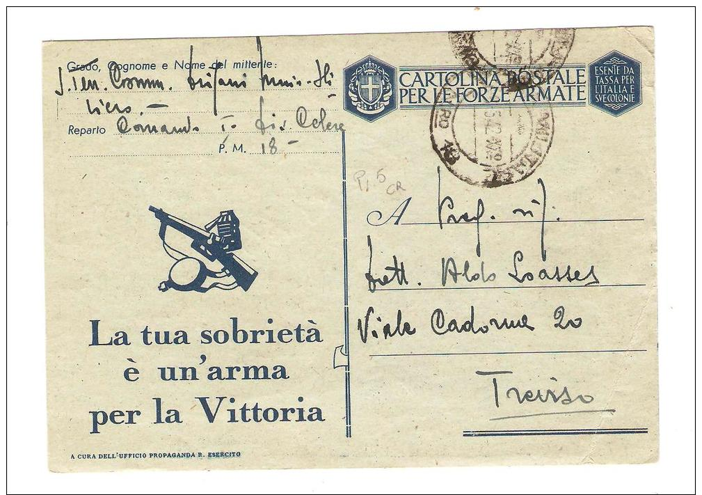 POSTA MILITARE.CARTOLINA POSTALE PER LE FORZE ARMATE.POSTA MILIATRE N.18..2485 - Poste Militaire (PM)