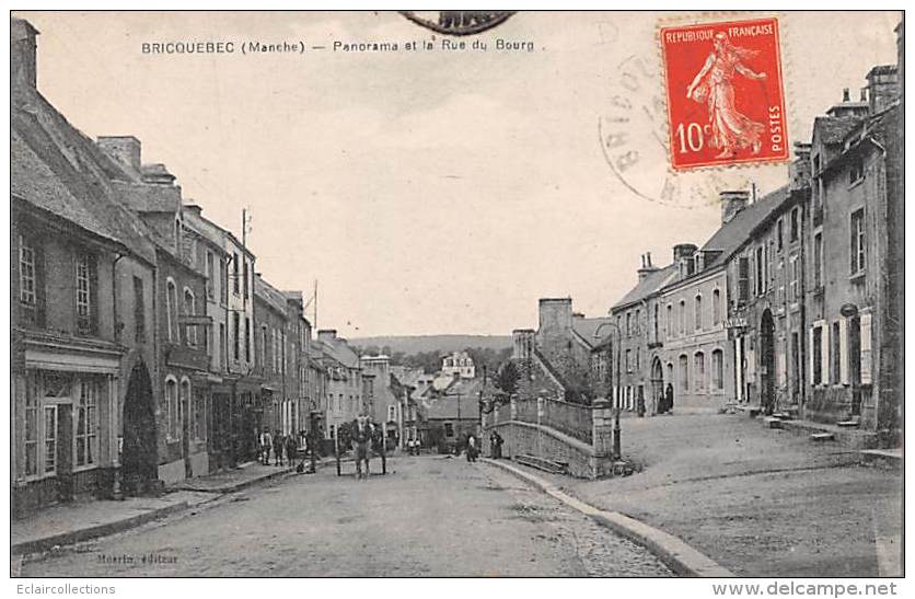 Bricquebec     50      Panorama Et La Rue Du Bourg - Bricquebec