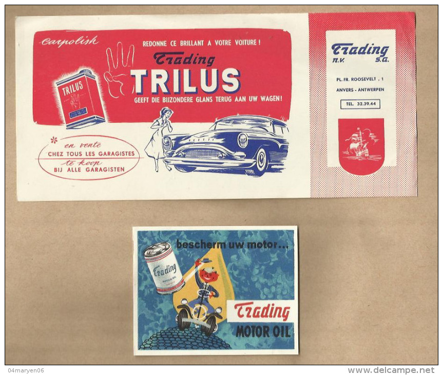 = **N.V. TRADING - 3 X Publiciteitsfolders- ""TRILUS""= Carpolish. - Automobile