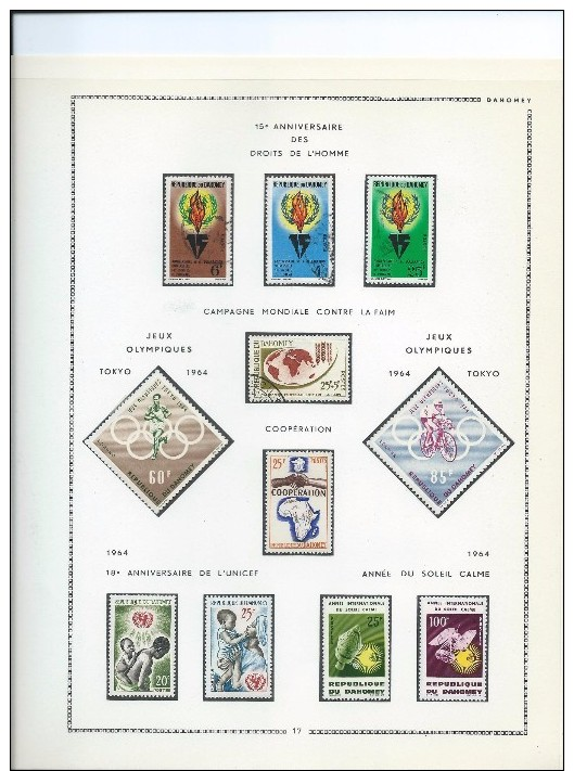 Magnifique Collection De Timbres  Presque Complete Sur Feuilles D'album.196/67 ,feuilles 14 à 20. - Bénin – Dahomey (1960-...)