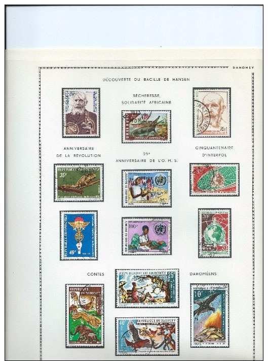 Magnifique Collection De Timbres  Presque Complete Sur Feuilles D'album.1967/75 ,feuilles 21 à30 - Bénin – Dahomey (1960-...)