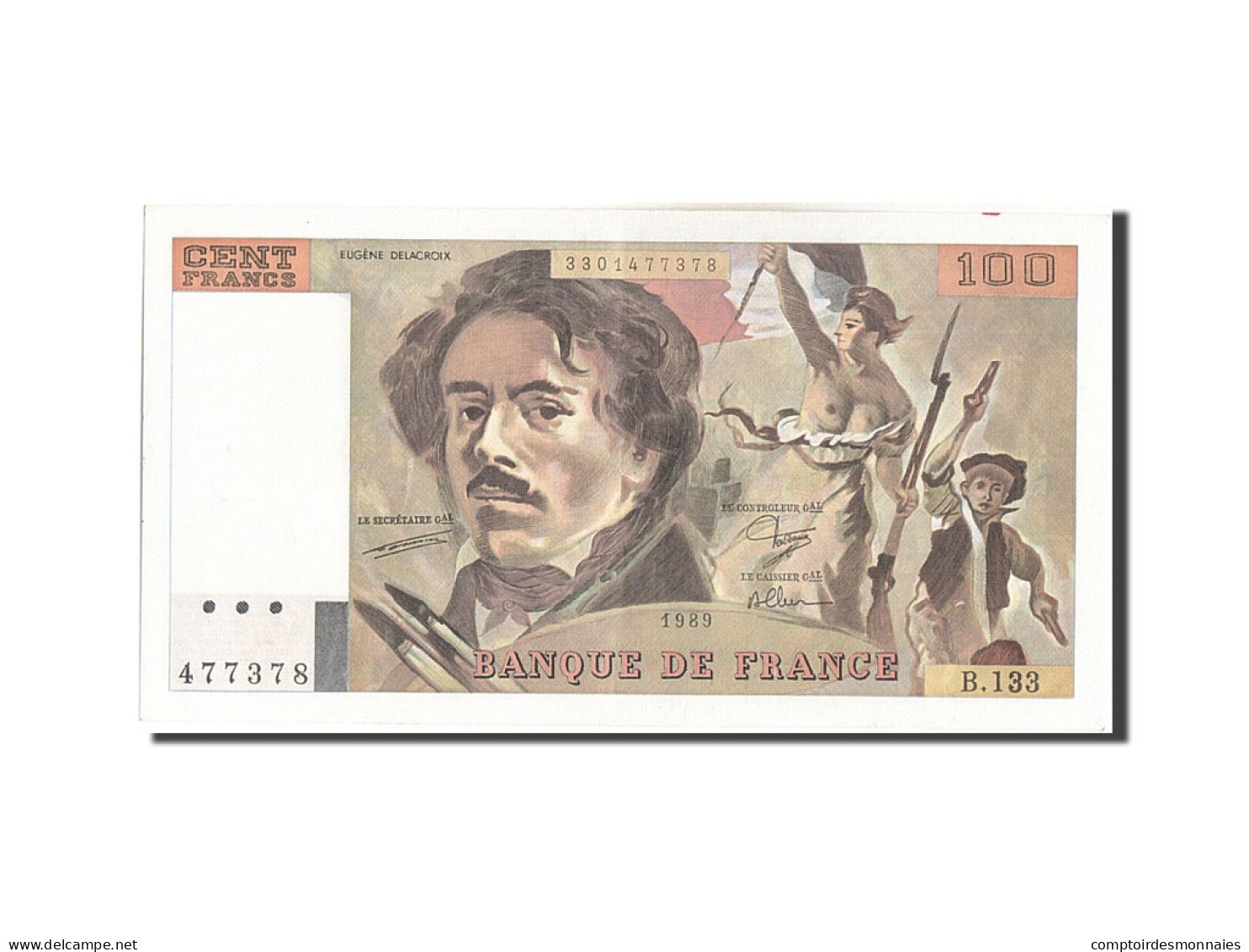 Billet, France, 100 Francs, 100 F 1978-1995 ''Delacroix'', 1989, SUP - 100 F 1978-1995 ''Delacroix''