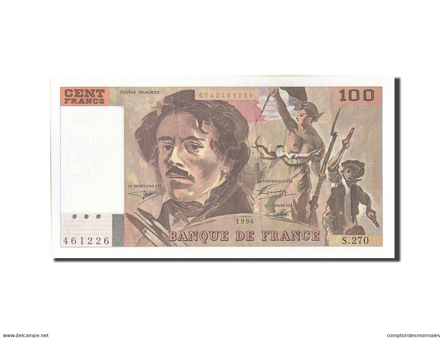 Billet, France, 100 Francs, 100 F 1978-1995 ''Delacroix'', 1994, TTB+ - 100 F 1978-1995 ''Delacroix''
