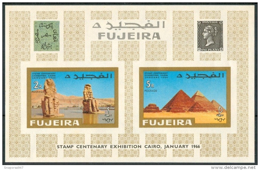 1966 Fujeira Esposizione E 100°del Francobollo Egiziano Al Cairo Mic. Bl.2a Imperf. MNH** B628 - Egyptology