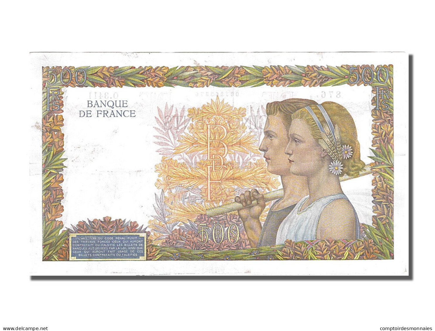 Billet, France, 500 Francs, 500 F 1940-1944 ''La Paix'', 1941, 1941-07-31, SPL - 500 F 1940-1944 ''La Paix''