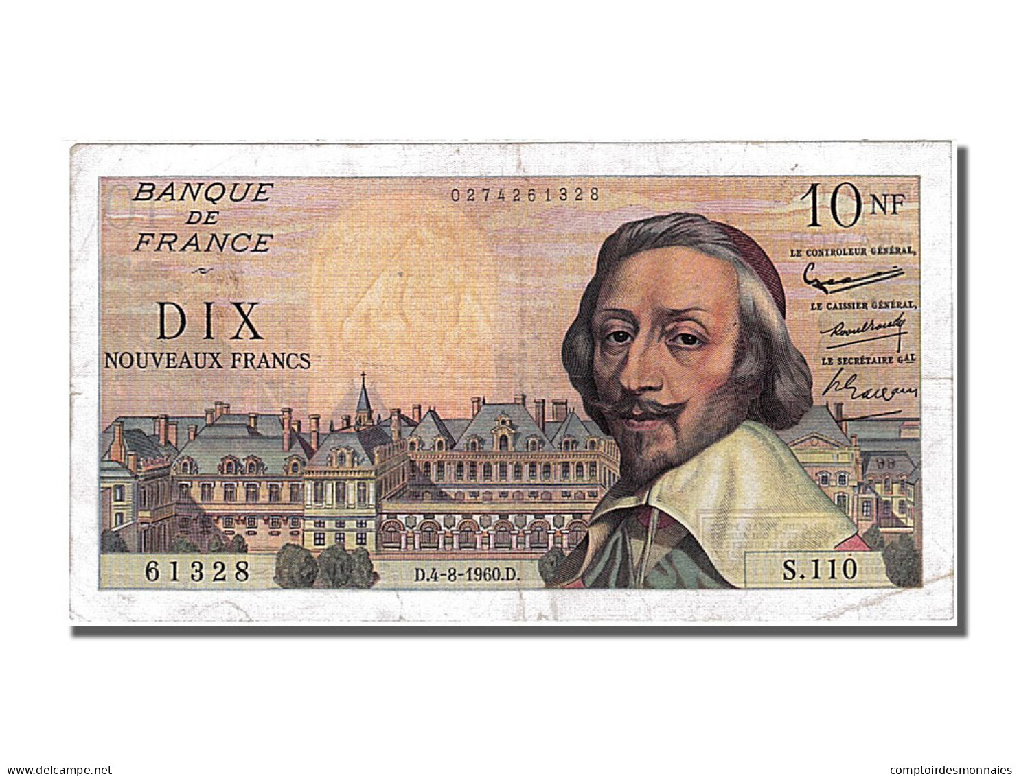 Billet, France, 10 Nouveaux Francs, 10 NF 1959-1963 ''Richelieu'', 1960 - 10 NF 1959-1963 ''Richelieu''