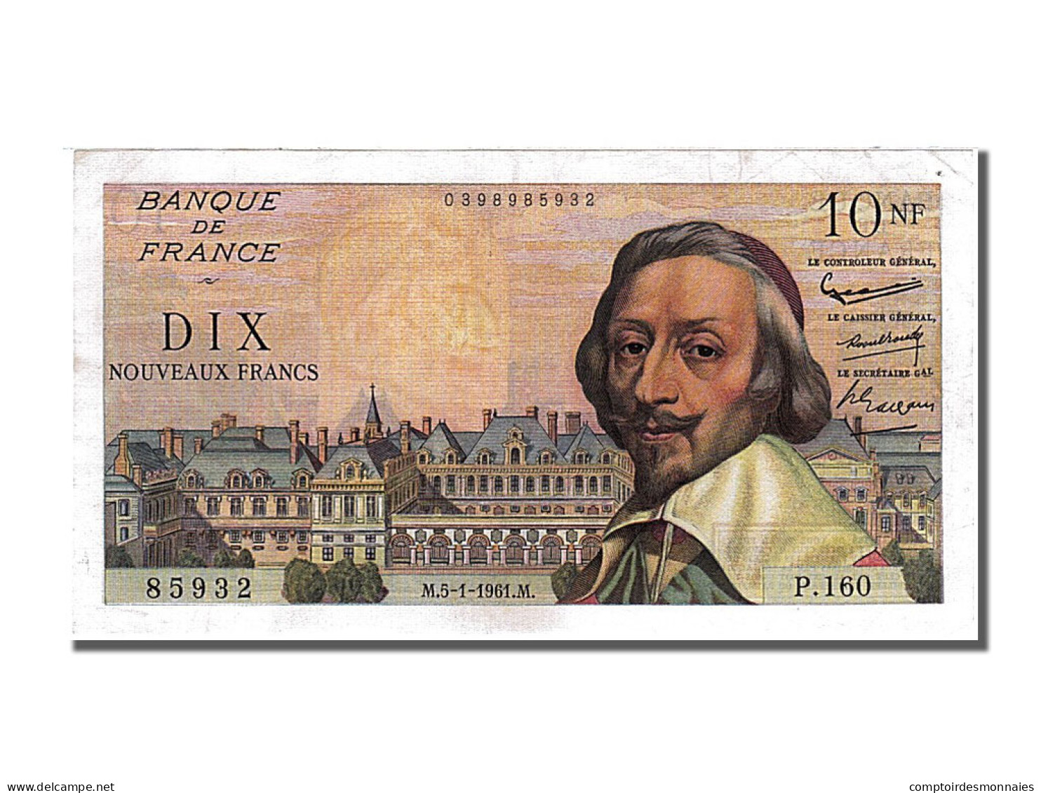 Billet, France, 10 Nouveaux Francs, 10 NF 1959-1963 ''Richelieu'', 1961 - 10 NF 1959-1963 ''Richelieu''