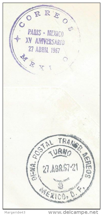 LETTRE AVION 15 ème ANNIVERSAIRE AIR FRANCE PARIS MEXICO 1967 - Briefe U. Dokumente