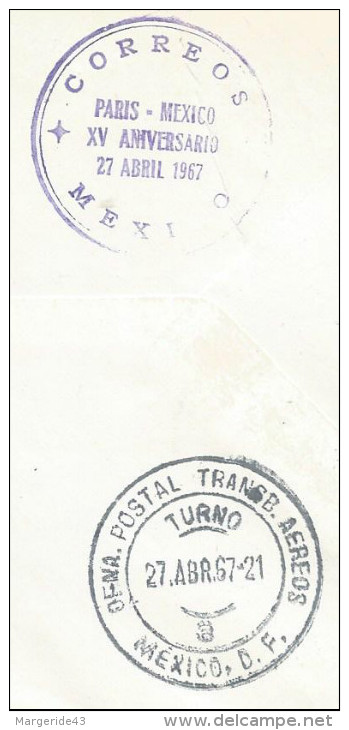 LETTRE AVION 15 ème ANNIVERSAIRE AIR FRANCE PARIS MEXICO 1967 - Lettres & Documents