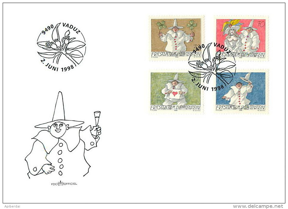 Liechtenstein - 1998 Plaisir D'écrire (unused Serie Se-tenant + FDC) - Covers & Documents