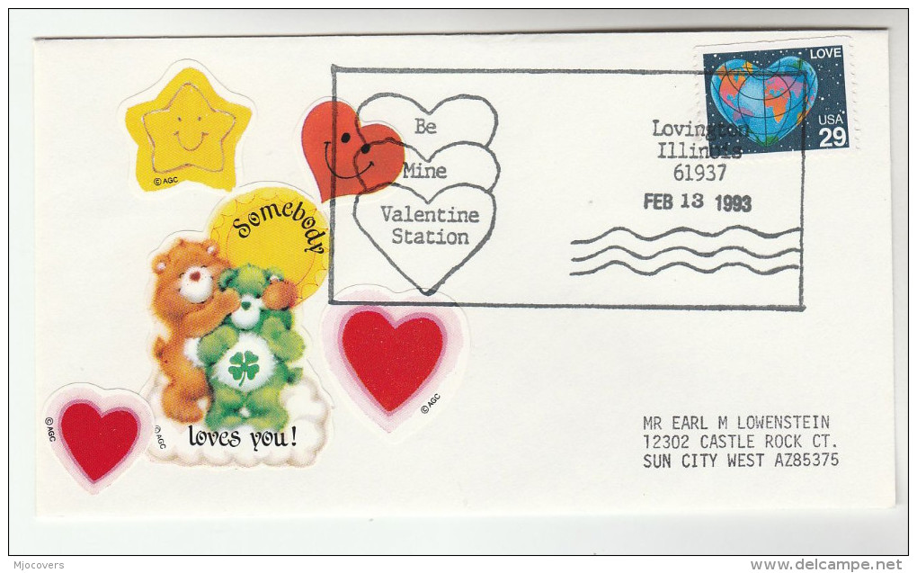 1993 Lovington Illinois VALENTINES EVENT COVER USA Stamps - Enveloppes évenementielles