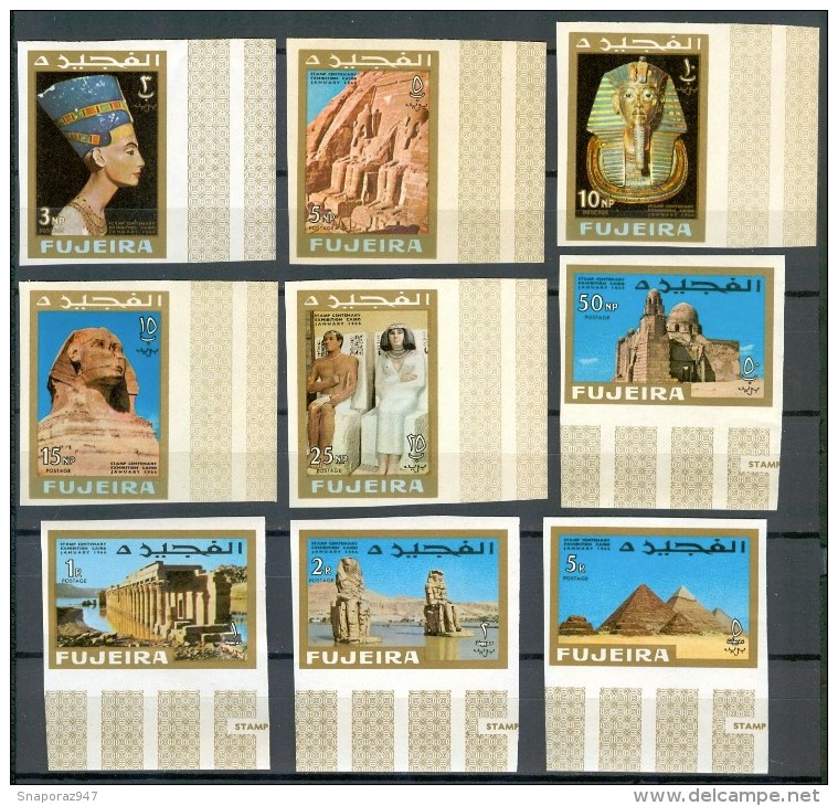 1966 Fujeira Esposizione E 100° Del Francobollo Egiziano Al Cairo Mic.49b/57b Set MNH** B627 - Egiptología