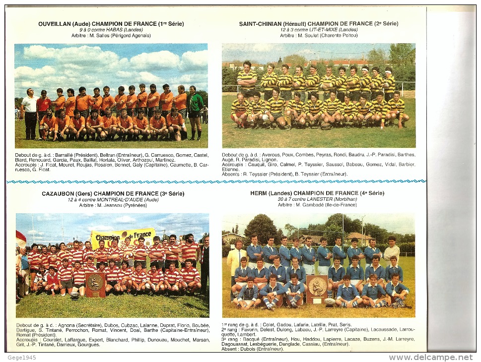 CEF   Série Spéciale  XV équipes De Rugby De 1984 - 1985   Tirage Limité  N° 1695 Sur 2000   Parfait état  ( 4 Scans ) - 1980-1989