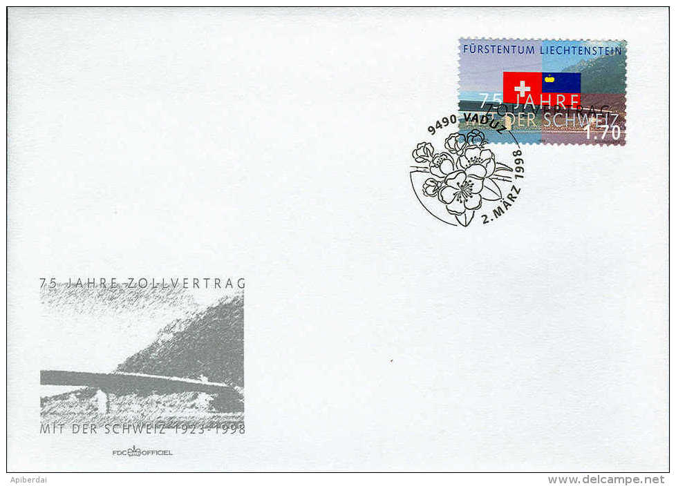 Liechtenstein - 1998 75 Ans Union Douanière (unused Stamp  + FDC) - Briefe U. Dokumente