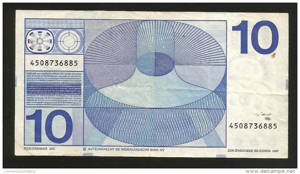 PAYS - BAS / NETHERLANDS / OLANDA - De Nederlandsche Bank - 10 GULDEN  (1968) - 10 Gulden