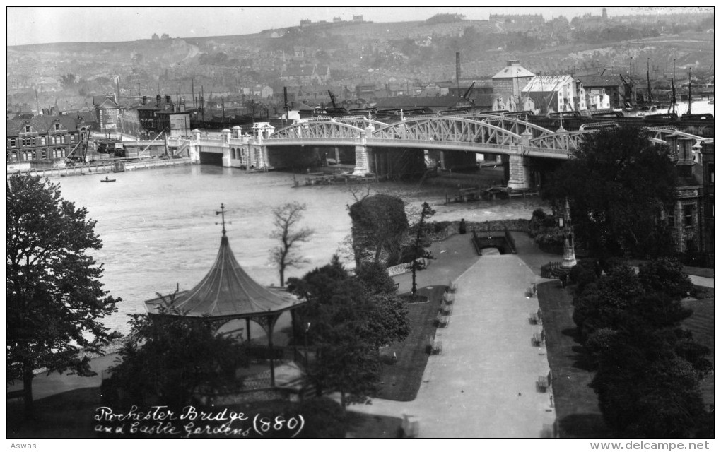 LOC. PUBLISHER PHOTOGRAPHIC CARD: ROCHESTER BRIDGE & CASTLE GARDENS, KENT, ENGLAND Pu1914 - Rochester