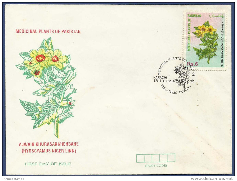 PAKISTAN MNH 1994 FDC FIRST DAY COVER MEDICINAL PLANTS AJWAIN KHURASANI - Pakistan