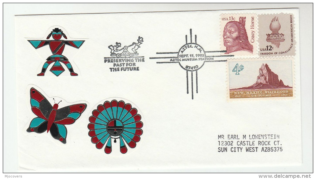 1993 AZTEC New Mexico PRESERVING THE PAST Native AMERICAN INDIAN EVENT COVER  USA Stamps  Butterfly Emblem Insect - Indios Americanas