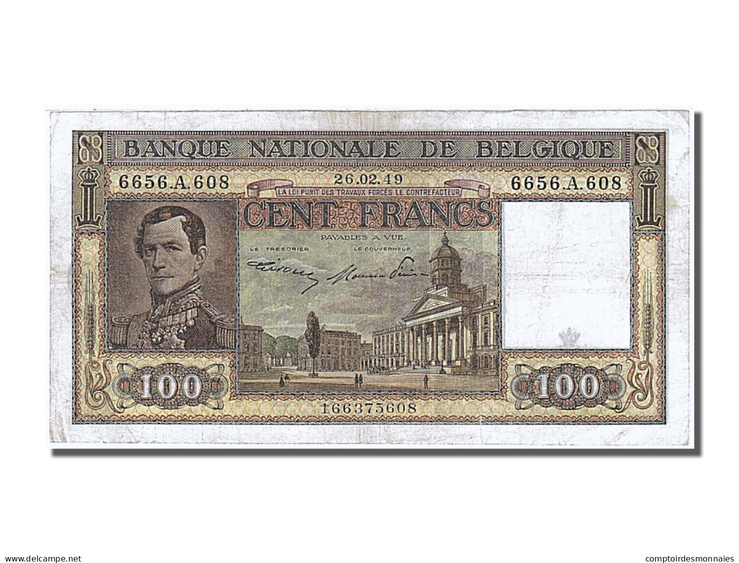 Billet, Belgique, 100 Francs, 1949, 1949-02-26, TTB - 100 Francos