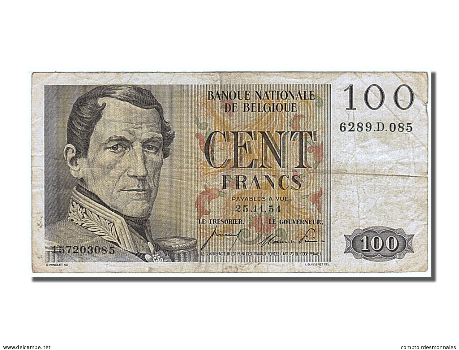 Billet, Belgique, 100 Francs, 1954, 1954-11-25, TB - 100 Francs