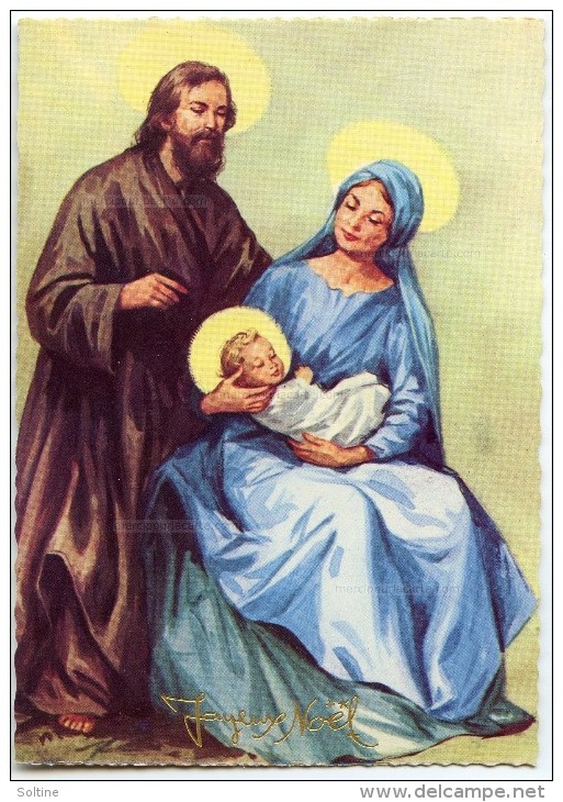 JOYEUX NOËL - La Sainte Famille - Joseph Marie Jésus - La Vierge Tient L´enfant Sur Ses Genoux - Non écrite - 2 Scans - Autres & Non Classés