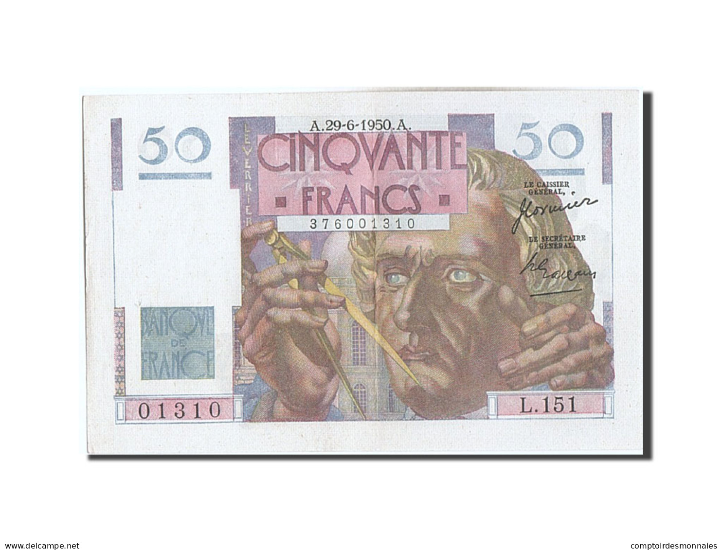 Billet, France, 50 Francs, 50 F 1946-1951 ''Le Verrier'', 1950, 1950-06-29 - 50 F 1946-1951 ''Le Verrier''