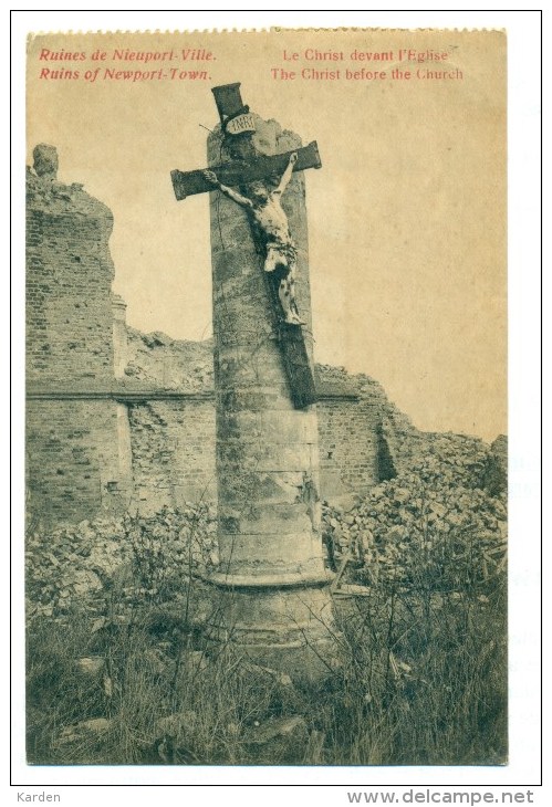 Nieuwpoort, Ruines De Nieuport Ville // Le Christ Devant L'Eglise - Nieuwpoort