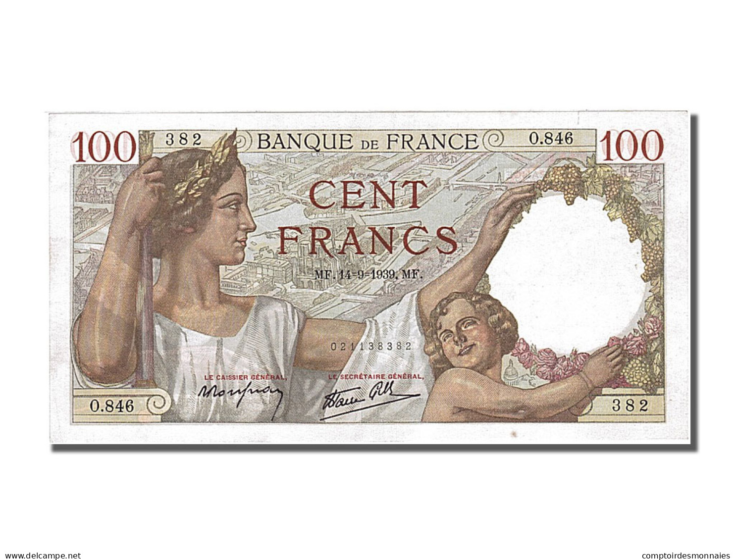 Billet, France, 100 Francs, 100 F 1939-1942 ''Sully'', 1939, 1939-09-14, SUP - 100 F 1939-1942 ''Sully''