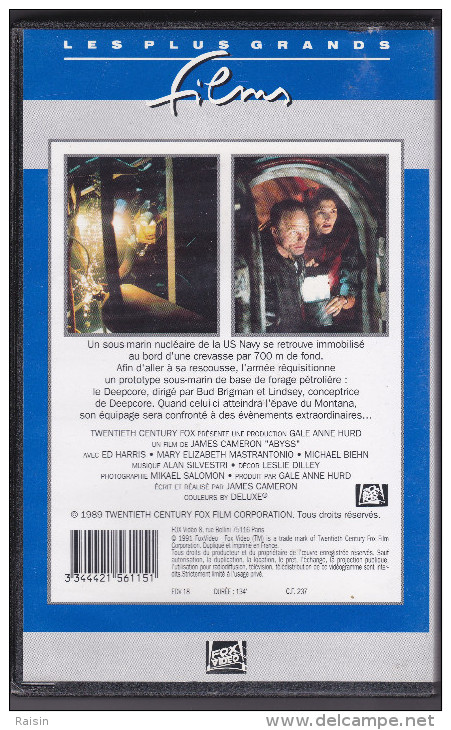 Abyss  VHS SECAMP 1561 15  Fox Video  Film James Cameron  BE - Sciences-Fictions Et Fantaisie