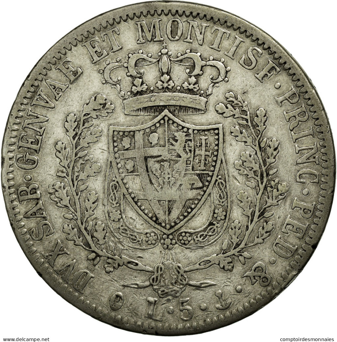 Monnaie, États Italiens, SARDINIA, Carlo Felice, 5 Lire, 1827, TB, Argent - Autres & Non Classés