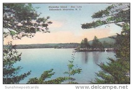 New York Hiawatha Island Star Lake Handcolored Albertype - Adirondack