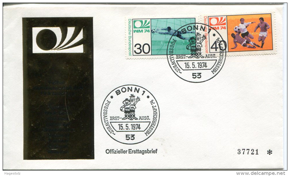 Germany Deutschland Allemagne 1974 World Cup Football Fussball Soccer FDC Bonn - 1974 – West Germany