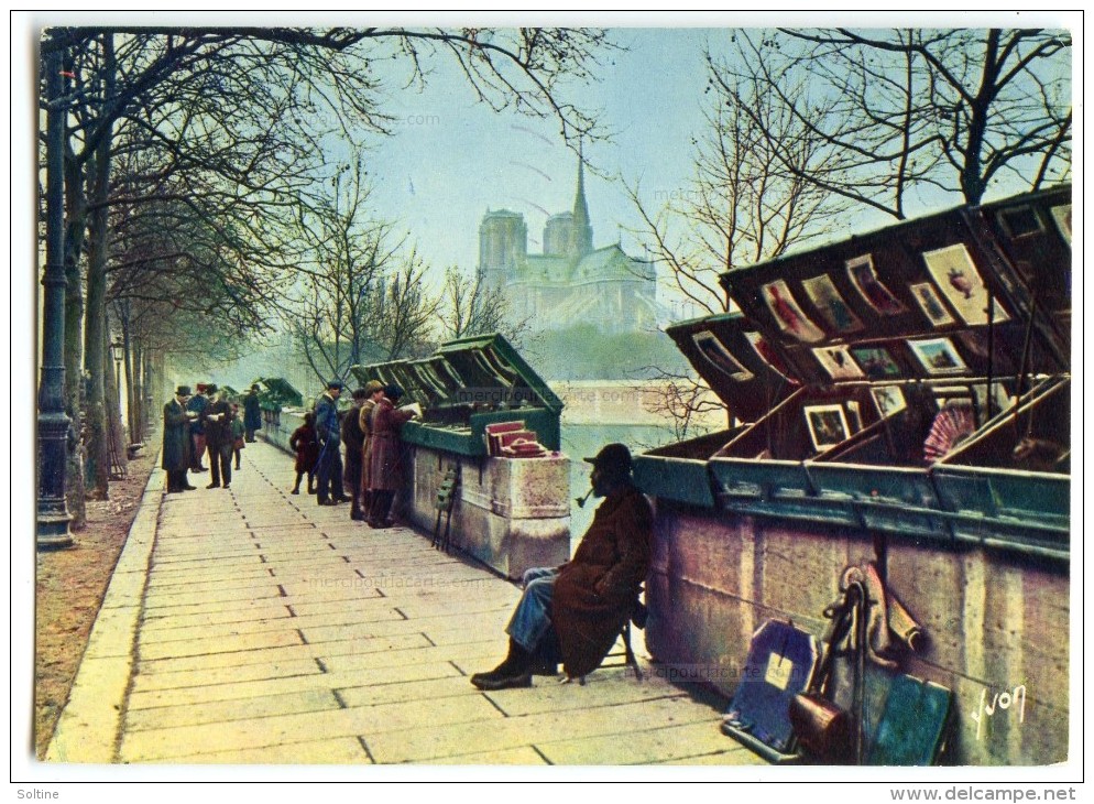 PARIS - Les Bouquinistes Du Quai De La Tournelle - écrite Et Timbrée - 2 Scans - La Seine Et Ses Bords