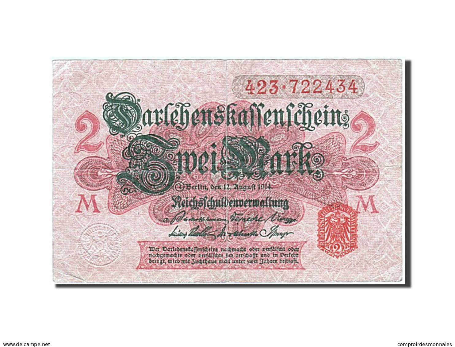 Billet, Allemagne, 2 Mark, 1914, 1914-08-12, TB - 2 Mark