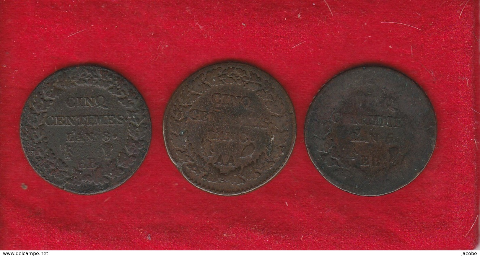 Type Dupré  Lot . 3. Pieces..  5 Centimes  AN 5 BB. .  AN 8.. AA     Et    L'AN 8 BB.. Dans Leur  Jus état. B à TB - 1795-1799 Direktorium