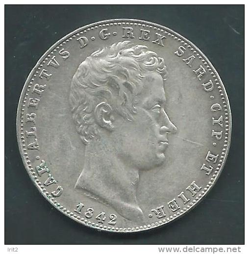 1842 ITALIA REGNO DI SARDEGNA CARLO ALBERTO 5LIRE SILVER - Weight 24 Gr - Sonstige & Ohne Zuordnung