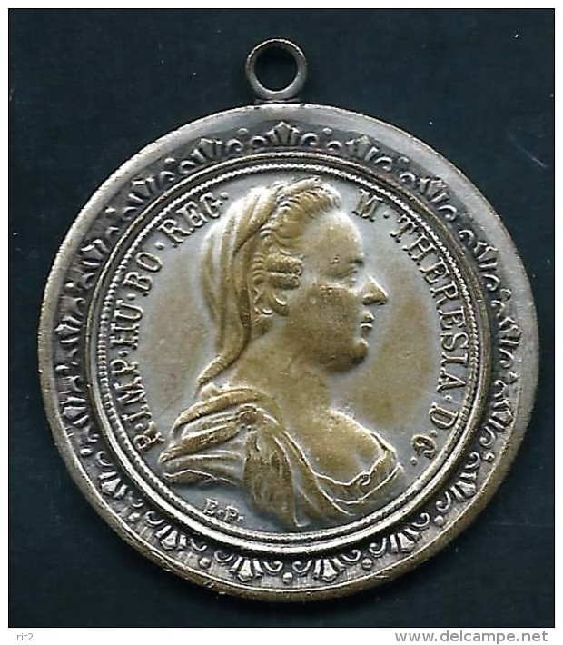 1740 -780 IMPERO AUSTRIACO MARIA THERESIA MEDAGLIA BI COLORE 1/2 TALLER RAR - Monarchia/ Nobiltà