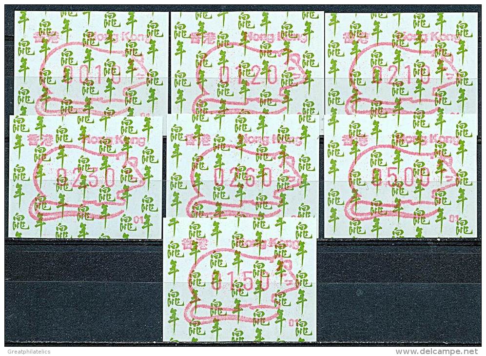 HONG KONG 1996 YEAR OF RAT FRAMA LABELS CPL SET P.O. # 1 SCARCE VF MNH - Unused Stamps