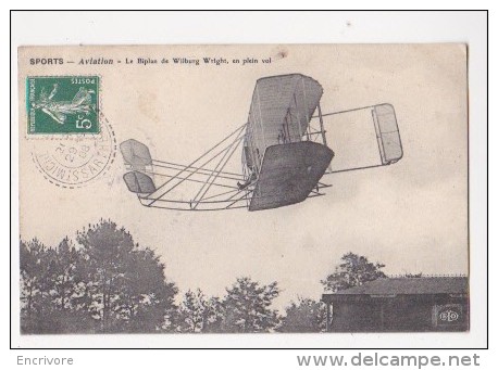 Cpa Sport Aviation Le BIPLAN De Wilburg WRIGHT En Plein Vol ELD - ....-1914: Précurseurs