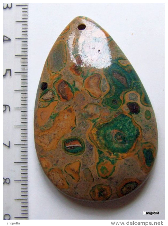 Pendentif En Jaspe Sédimentaire Marron Vert Pierre Semi-précieuse Environ 52x33x7mm   Une Très Jolie Pierre à La Fois So - Parels