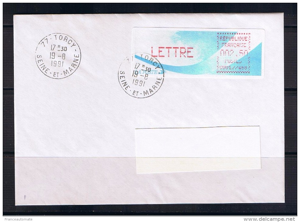 ATM, LSA, CROUZET, AIGUILLES CASSEES, COMETE, LETTRE 2.50, 19/08/1991,  BUREAU TORCY, C001 77468 - 1981-84 Types « LS » & « LSA » (prototypes)