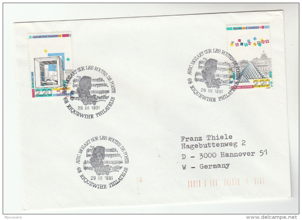 1991 Riquewihr FRANCE Stamps COVER  EVENT Pmk Illus MOTZART MUSIC - Music