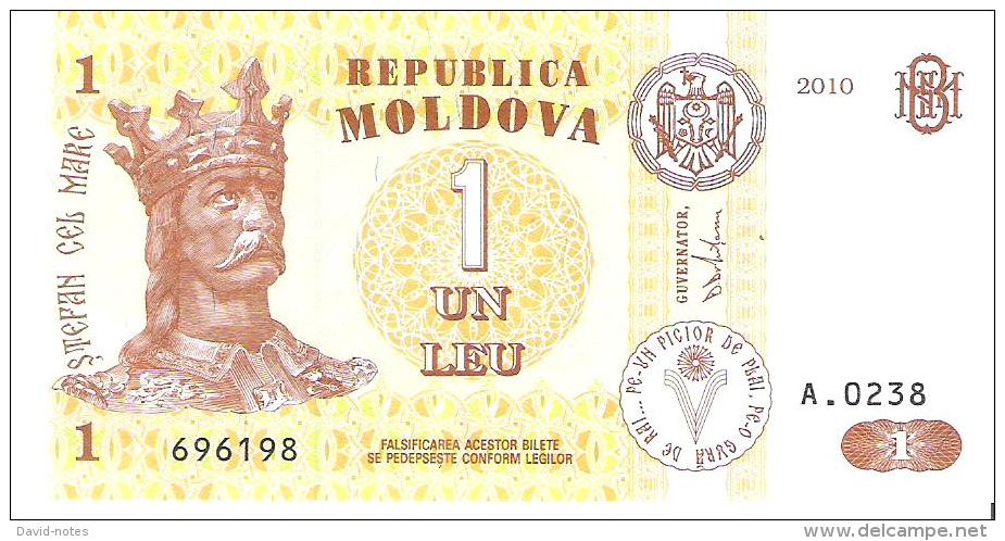 Moldova - Pick 8h - 1 Leu 2010 - Unc - Moldavia