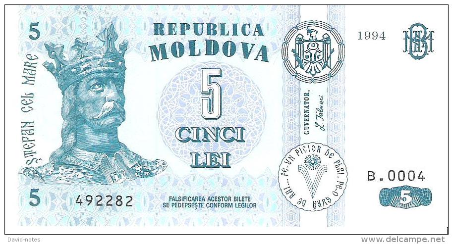 Moldova - Pick 9a - 5 Lei 1994 - Unc - Moldavia