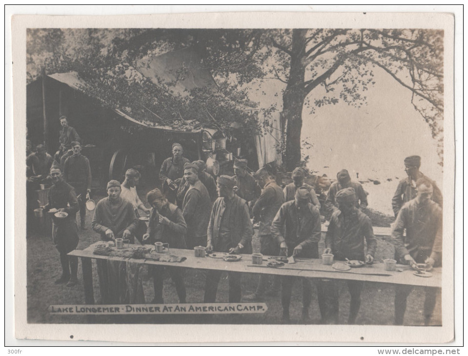 WW1 PHOTO MILITARY Lake Longemer Dinner At An American Camp Animée Camp Americain - Manoeuvres